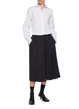 Figure View - Click To Enlarge - SETCHU - Pleated Wrap Back Wool Culottes