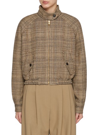 Main View - Click To Enlarge - RECTO - Amber Chequered Harringtion Sweater