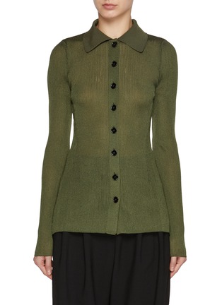 Main View - Click To Enlarge - RECTO - Button Up Sheer Knit Top