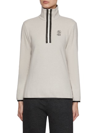 Main View - Click To Enlarge - BRUNELLO CUCINELLI - Monili Zip Fleece Top