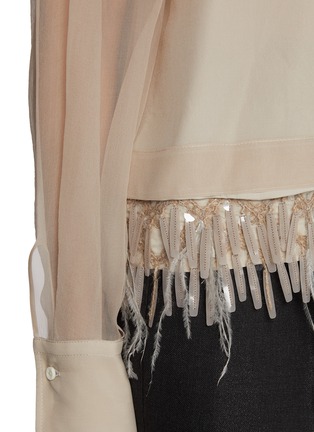  - BRUNELLO CUCINELLI - Organza Sleeve Feather Hem Silk Shirt