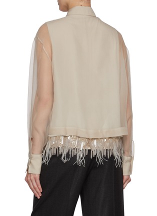 Back View - Click To Enlarge - BRUNELLO CUCINELLI - Organza Sleeve Feather Hem Silk Shirt