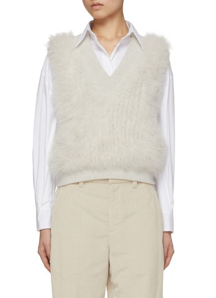 Main View - Click To Enlarge - BRUNELLO CUCINELLI - V-Neck Cashmere Fur Vest