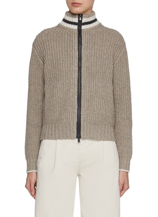 Main View - Click To Enlarge - BRUNELLO CUCINELLI - Zip Up Rib Cashmere Knit Cardigan