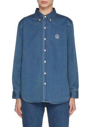 Main View - Click To Enlarge - DUNST - Unisex Boyfriend Dark Wash Denim Shirt