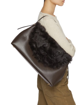 Figure View - Click To Enlarge - TOTEME - T-lock Shearling Leather Clutch Bag