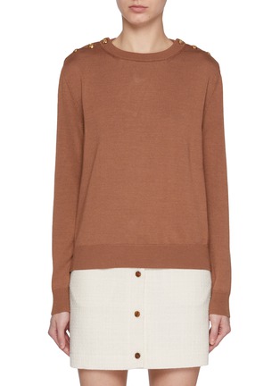 Main View - Click To Enlarge - BLAZÉ MILANO - Button Shoulder Detail Wool Silk Sweater