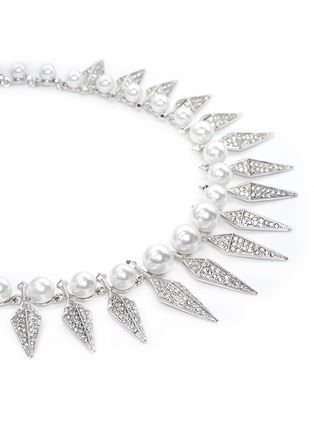 Detail View - Click To Enlarge - KENNETH JAY LANE - Pearl and crystal spike necklace