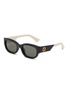 Main View - Click To Enlarge - GUCCI - Recycled Acetate Oval Sunglasses