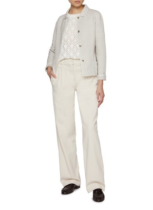 Figure View - Click To Enlarge - BRUNO MANETTI - Collared Cotton Blend Cardigan