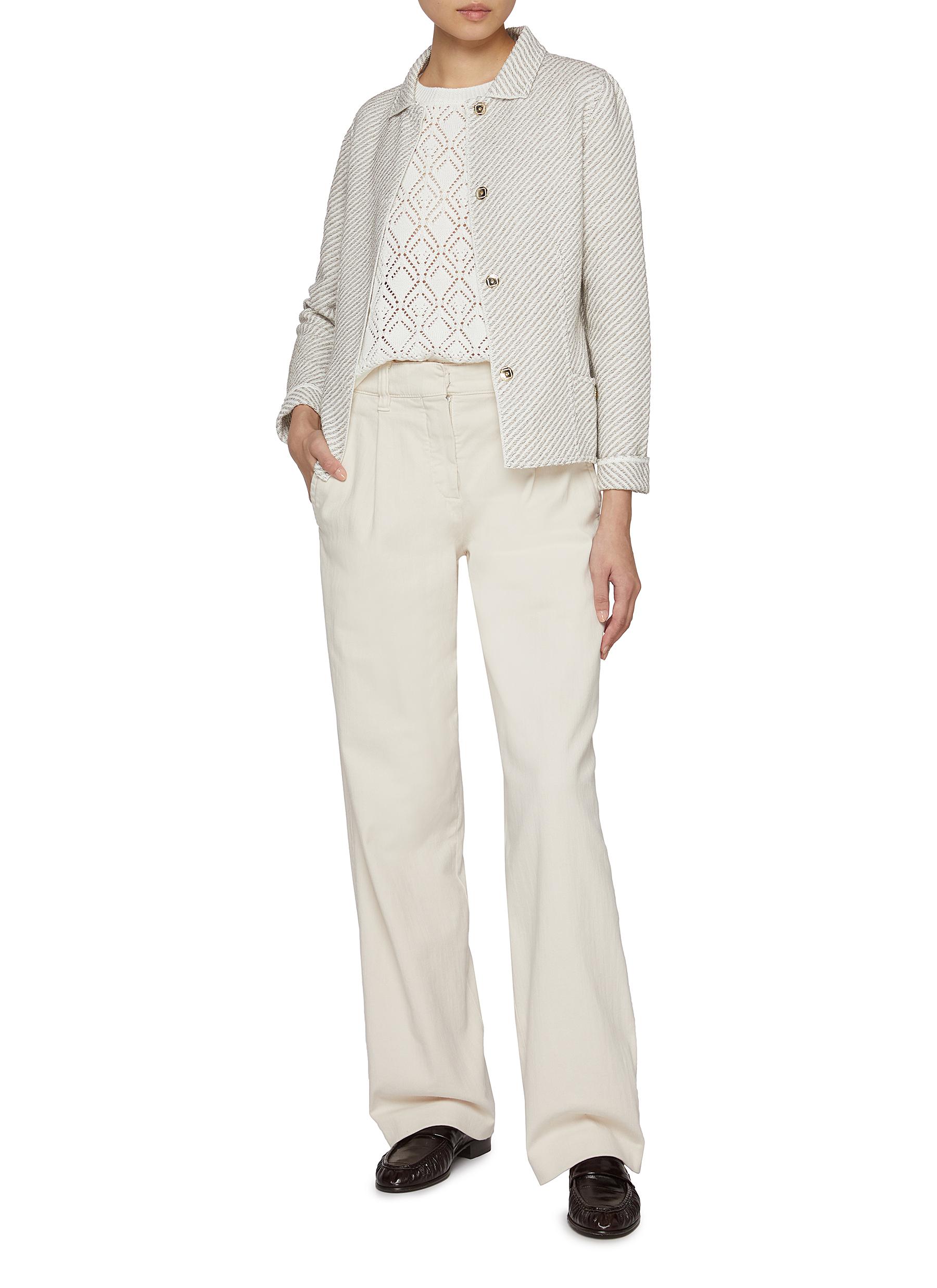 Collared Cotton Blend Cardigan - Thumbnail 2