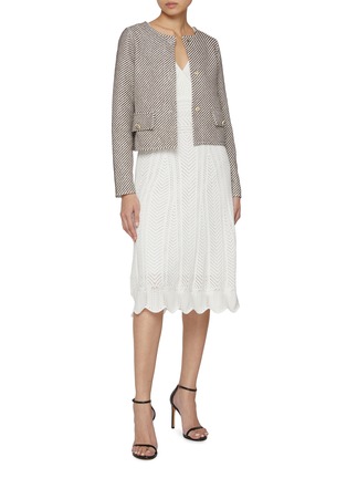 Figure View - Click To Enlarge - BRUNO MANETTI - Sequin Embellished Striped Cotton Blend Cardigan