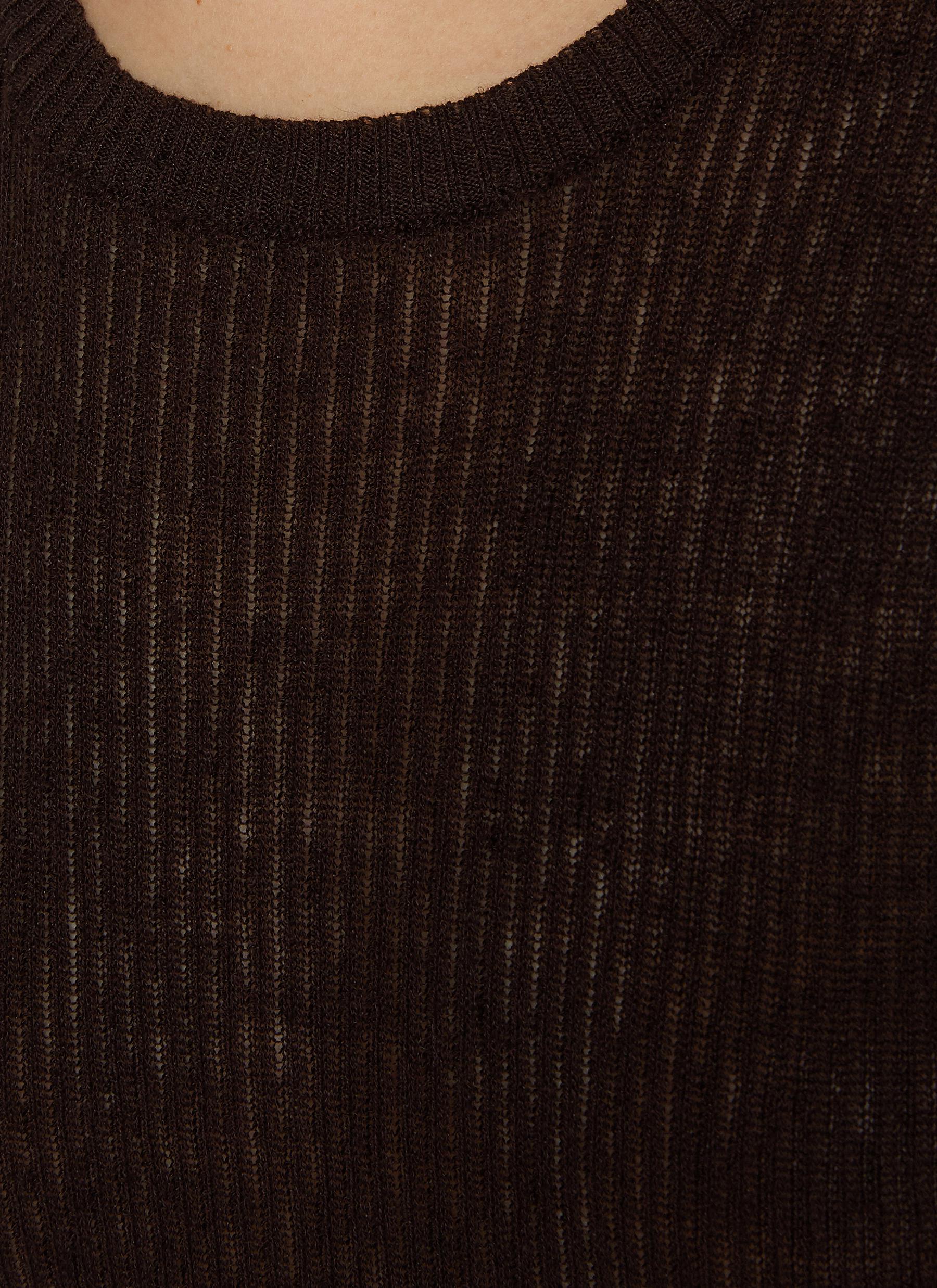 Ribbed Linen Cotton Tank Top - Thumbnail 4