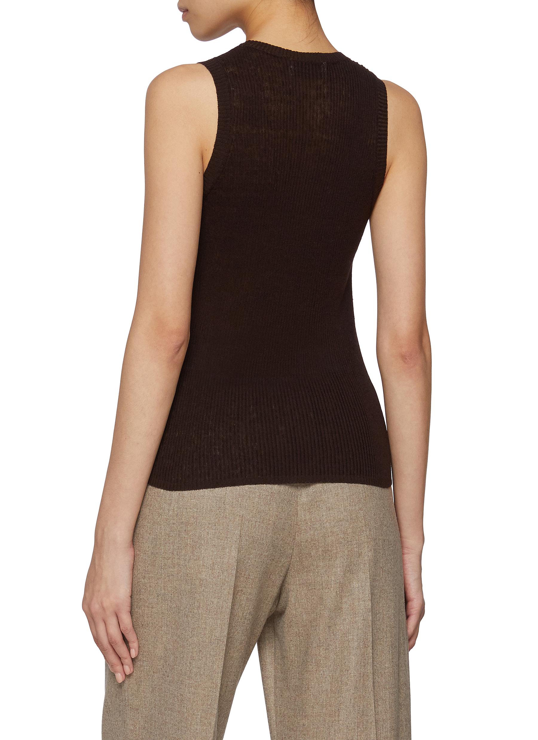 Ribbed Linen Cotton Tank Top - Thumbnail 3