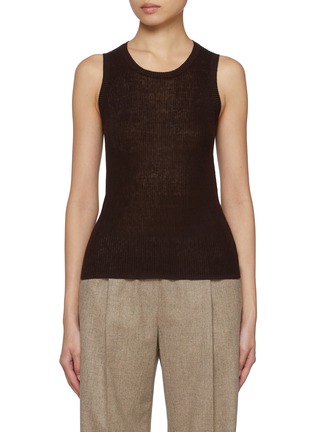 Main View - Click To Enlarge - BRUNO MANETTI - Ribbed Linen Cotton Tank Top