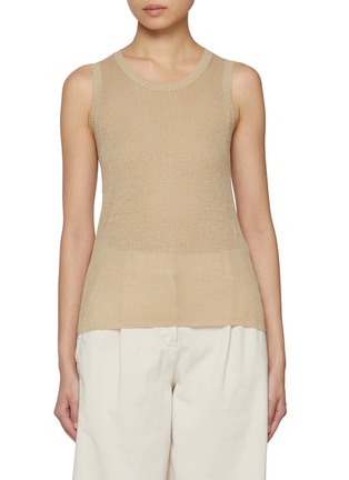 Main View - Click To Enlarge - BRUNO MANETTI - Ribbed Linen Cotton Tank Top