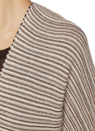  - BRUNO MANETTI - Sequin Embellished Striped Cotton Linen Blend Cardigan