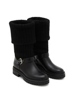 ロングブーツ Gianvito Rossi Black leather and fabric Thurso boots Black Thurso buckled leather and ribbed-knit ankle boots