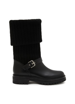 Main View - Click To Enlarge - GIANVITO ROSSI - Thurso Chelsea Knitted Leather Tall Boots