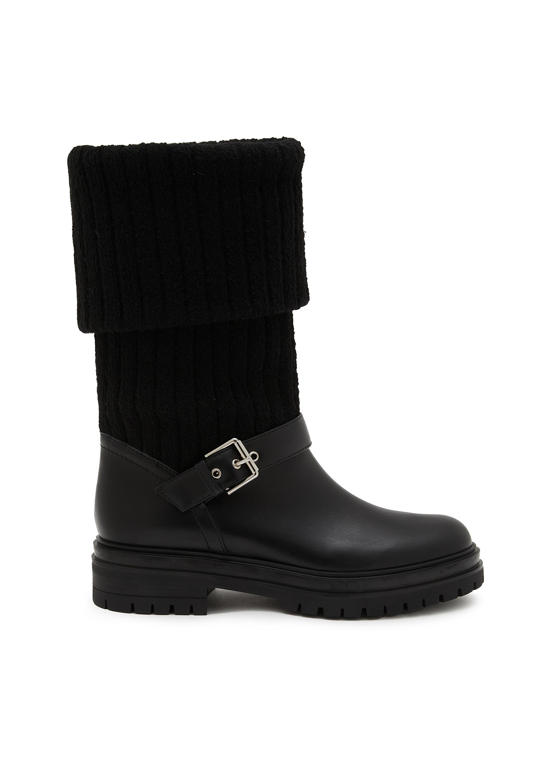 GIANVITO ROSSI | Thurso Chelsea Knitted Leather Tall Boots