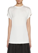 Tシャツ・カットソー FABIANA FILIPPI SS25 Lace shirt (CAD265F329D650 21) FABIANA FILIPPI Long sleeve shirt with glitter thread in white