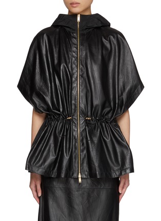 Main View - Click To Enlarge - FABIANA FILIPPI - Hooded Leather Taffeta Jacket