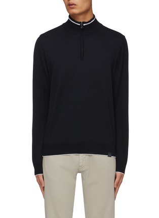 Main View - Click To Enlarge - PAUL & SHARK - Stand Collar Half Zip Wool Sweater