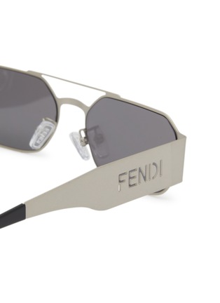 Detail View - Click To Enlarge - FENDI - Cut Out Metal Oval Sunglasses