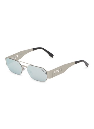 Main View - Click To Enlarge - FENDI - Cut Out Metal Oval Sunglasses