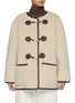 Main View - Click To Enlarge - DUNST - Collarless Buckled Faux Shearling Jacket