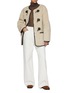 Figure View - Click To Enlarge - DUNST - Collarless Buckled Faux Shearling Jacket