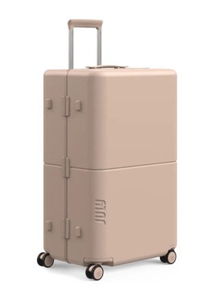 Detail View - Click To Enlarge - JULY - Checked Plus Trunk Suitcase — Matte Sand