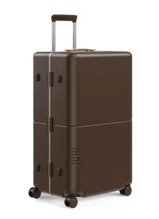 Detail View - Click To Enlarge - JULY - Checked Plus Trunk Suitcase — Matte Brown