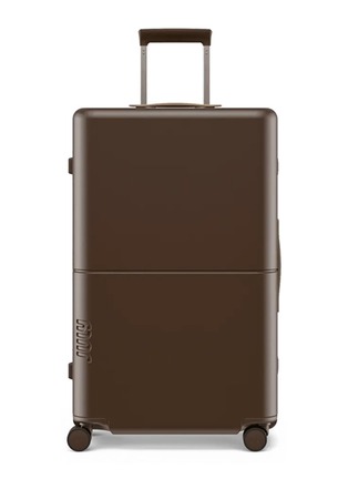 Main View - Click To Enlarge - JULY - Checked Plus Trunk Suitcase — Matte Brown