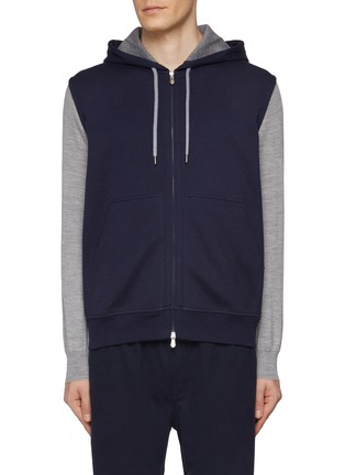 Main View - Click To Enlarge - BRUNELLO CUCINELLI - Sleeveless Zip Up Cotton Blend Hoodie