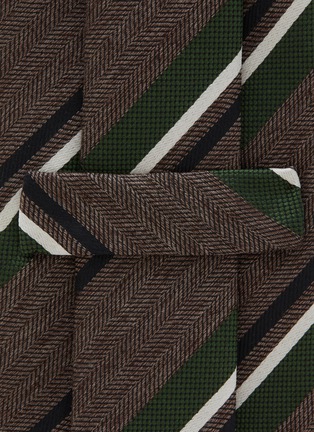 Detail View - Click To Enlarge - STEFANOBIGI MILANO - Striped Silk Wool Harringbone Tie