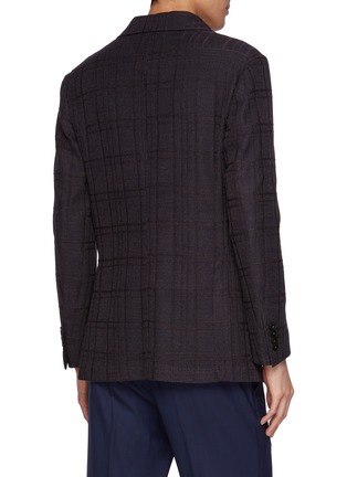 Back View - Click To Enlarge - CANALI - Single Breasted Chequered Wool Blazer