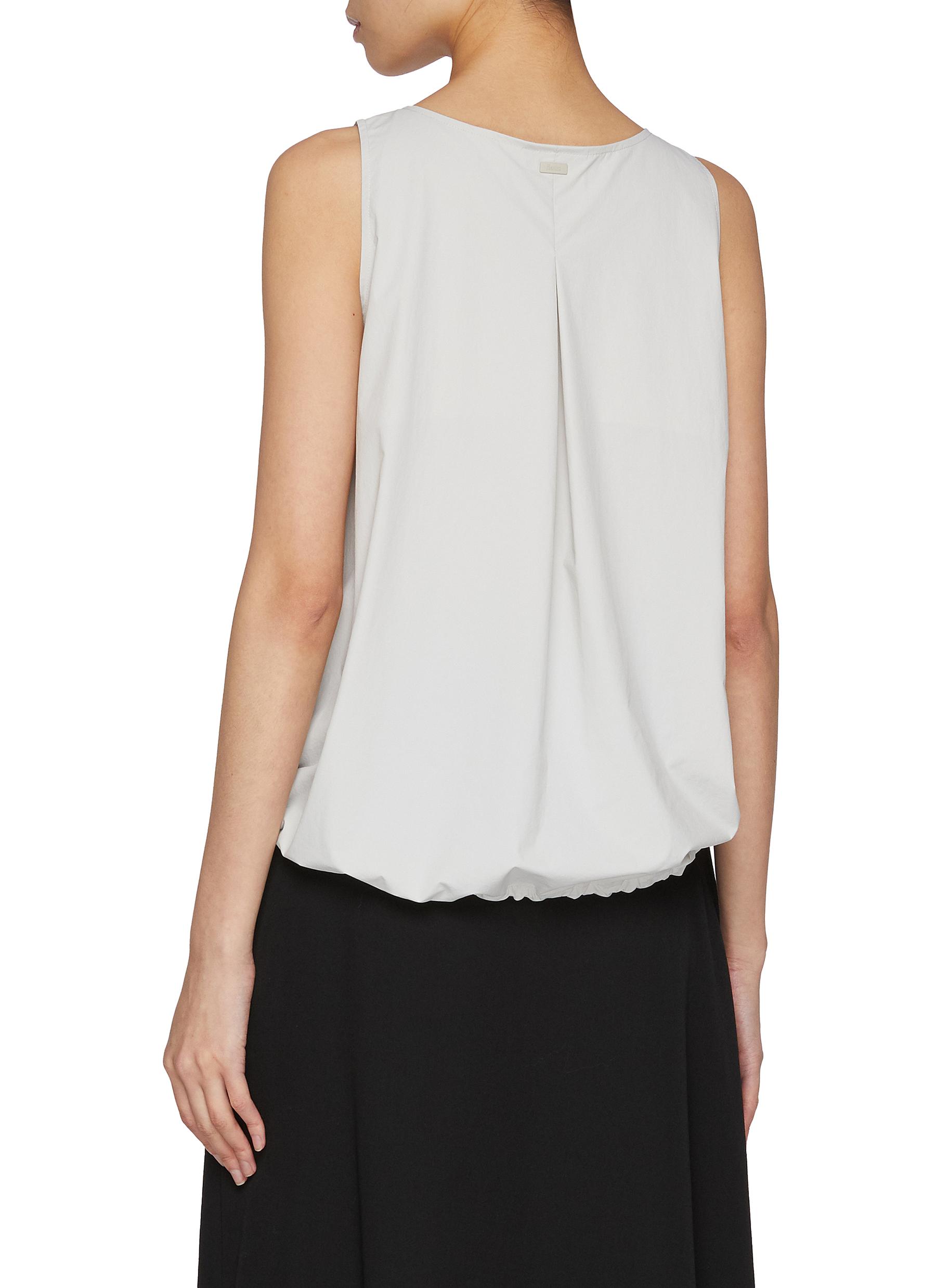 Pleated Back Drawcord Hem Sleeveless Top - Thumbnail 3