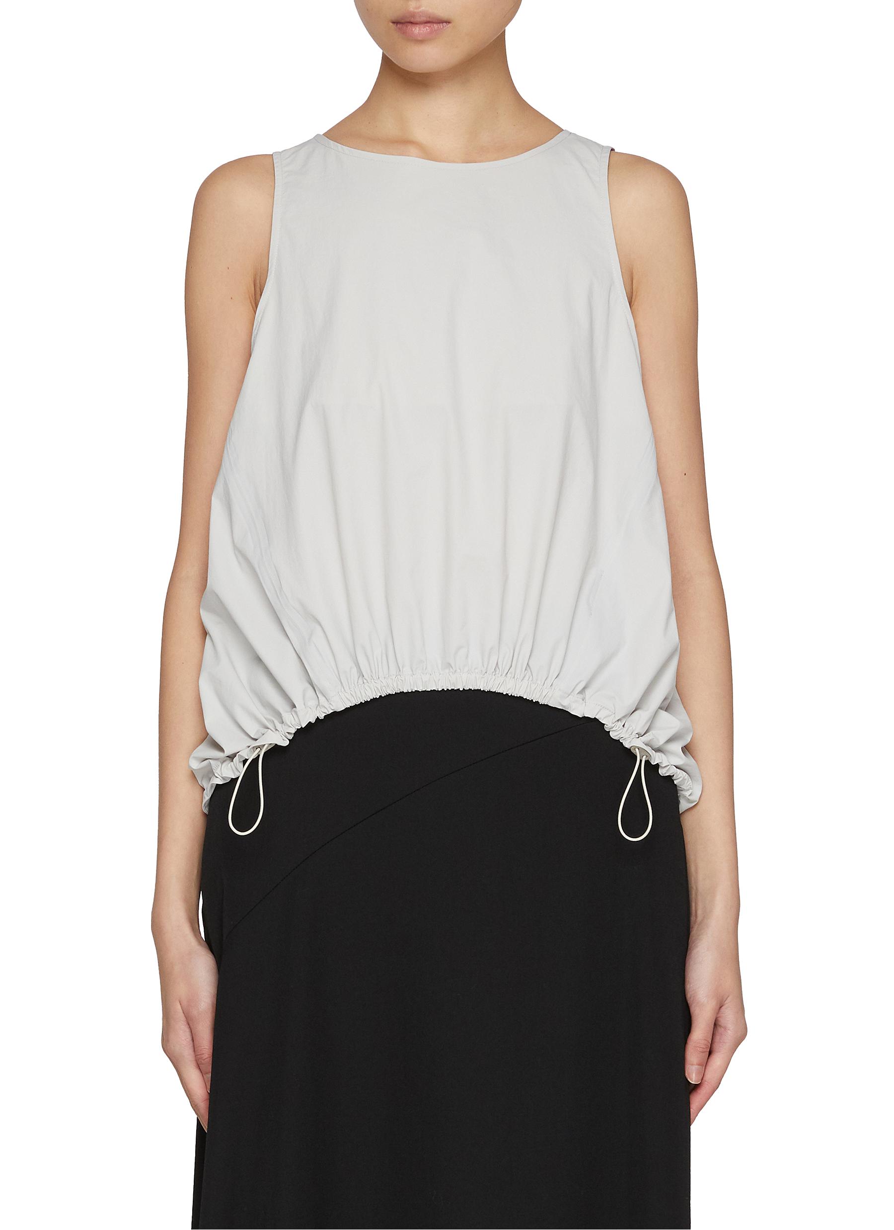 Pleated Back Drawcord Hem Sleeveless Top - Image 1