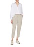 Figure View - Click To Enlarge - HERNO - Drawstring Snap Button Hem Cropped Pants