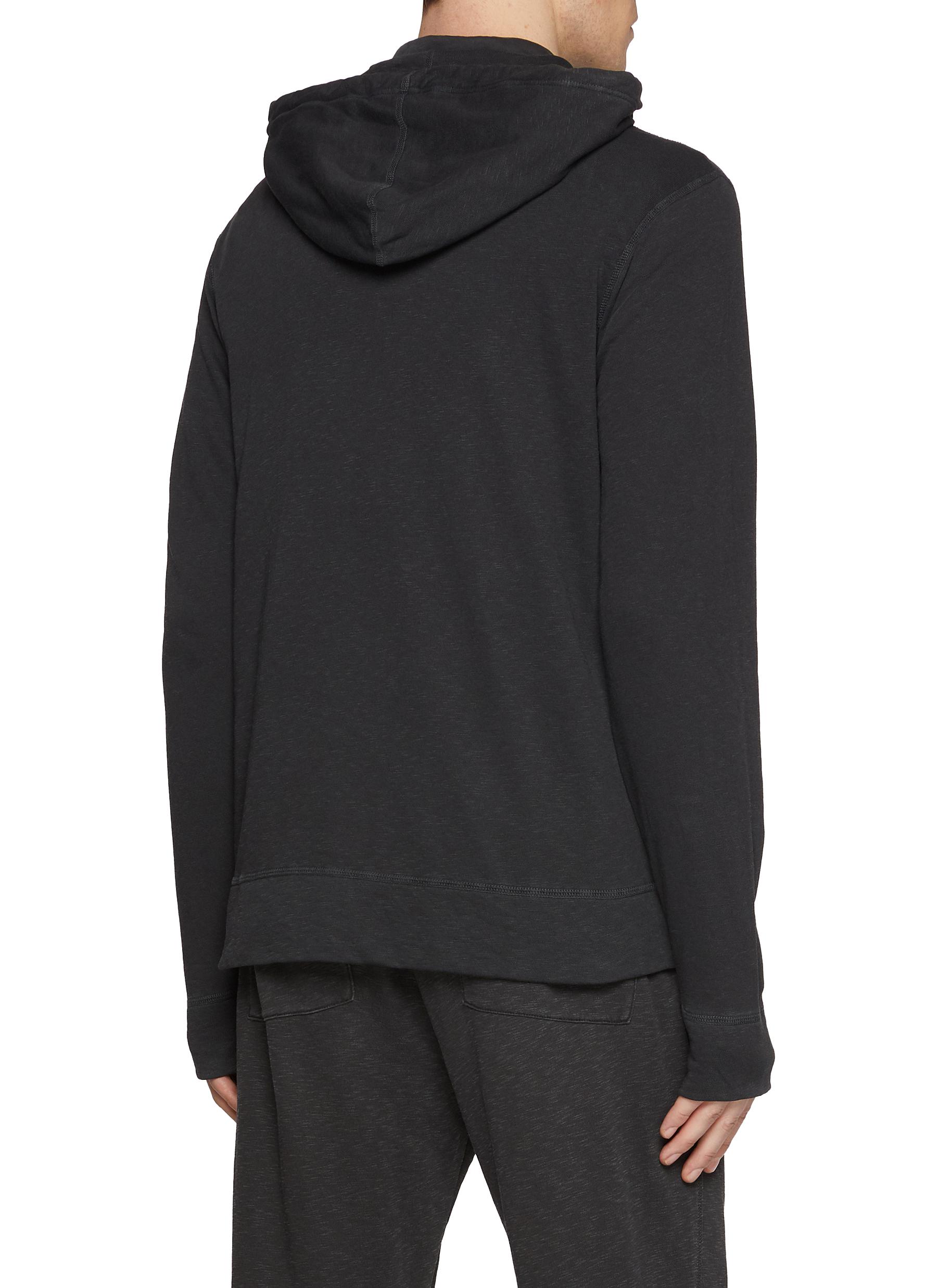 Vintage French Terry Zip Up Cotton Hoodie - Thumbnail 3