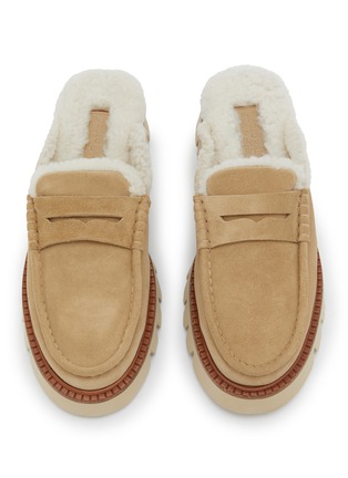 Mocasin Suede Shearling Loafer Mules