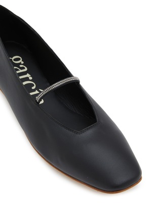 Detail View - Click To Enlarge - PEDRO GARCIA  - Tila Crystal Trimmed Leather Ballerina Flats