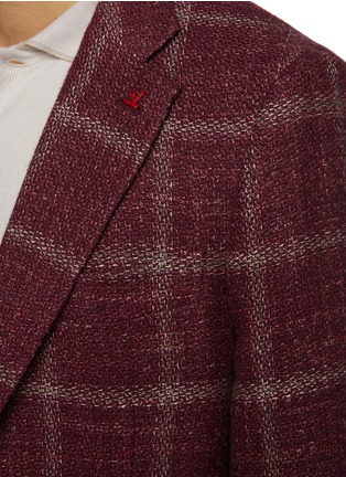  - ISAIA - Window Pane Single Breasted Cashmere Wool Silk Linen Blazer