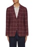 Main View - Click To Enlarge - ISAIA - Window Pane Single Breasted Cashmere Wool Silk Linen Blazer