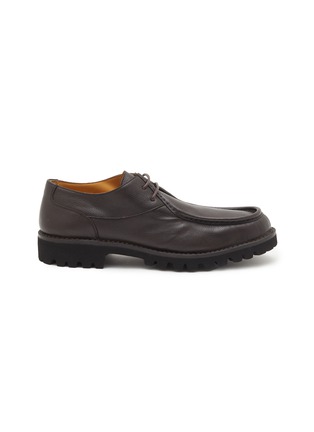 Main View - Click To Enlarge - TESTONI - Piuma Bordone Courmayeur Croco Leather Derby Shoes