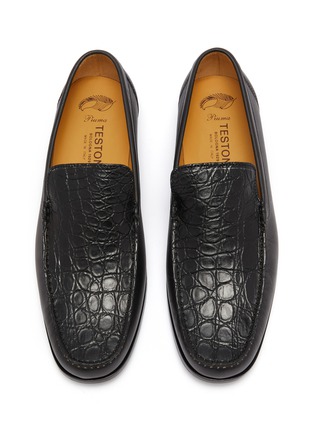 Detail View - Click To Enlarge - TESTONI - Bracciano Moccasin Croco Leather Loafers