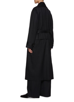 Back View - Click To Enlarge - EENK - Striped Oversized Belted Trench Coat