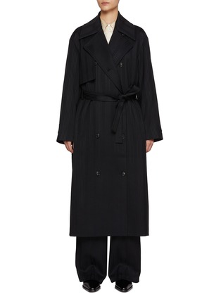 Main View - Click To Enlarge - EENK - Striped Oversized Belted Trench Coat