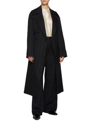 Figure View - Click To Enlarge - EENK - Striped Oversized Belted Trench Coat